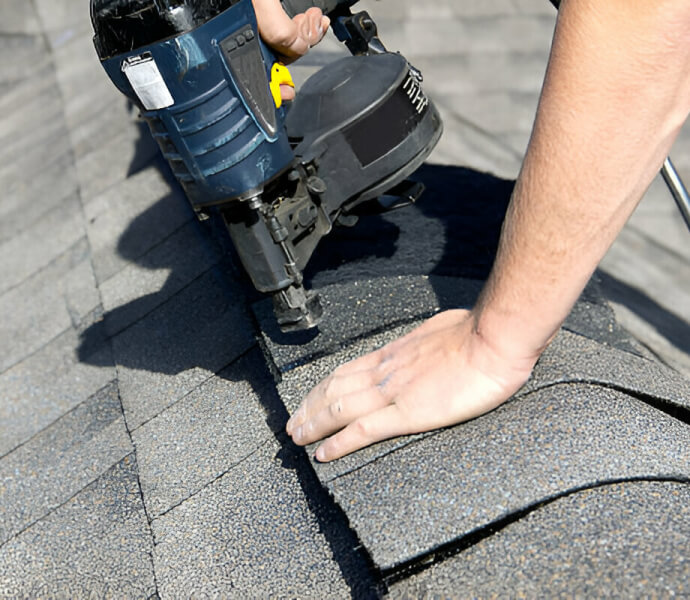 Close-up of shingle installation